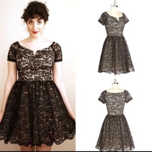 Modcloth Lace Taffeta Pouf Flare Dress